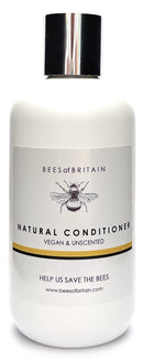 BEES of BRITAIN - 99% Natural Conditioner - Unscented. No Sulfates/Parabens/Silicones, pH 5.5, Sensitive Skin. We Donate 5% of our Profit to Save Bees + Pollinators. 250ml