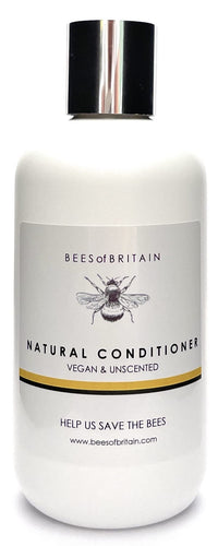 BEES of BRITAIN - 99% Natural Conditioner - Unscented. No Sulfates/Parabens/Silicones, pH 5.5, Sensitive Skin. We Donate 5% of our Profit to Save Bees + Pollinators. 250ml