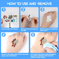 Aomig AOMIG Temporary Tattoo for Kids, 10 Sheets Glow In The Dark Cartoon Pirate Tattoo Stickers, Waterproof Luminous Fake Tattoo Stickers Set for Boys Girls Birthday Gift Party Bag Filler
