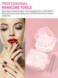 Yokilly Nail Soaking Bowl,2PCS Soak Off Gel Polish Dip Powder Remover Manicure Bowl with Triangle Cuticle Peeler and Stainless Steel Cuticle Pusher Nail Art Tool (Pink)