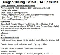 Peak Supps Ginger Root 8000mg Extract Capsules (360 Capsules)