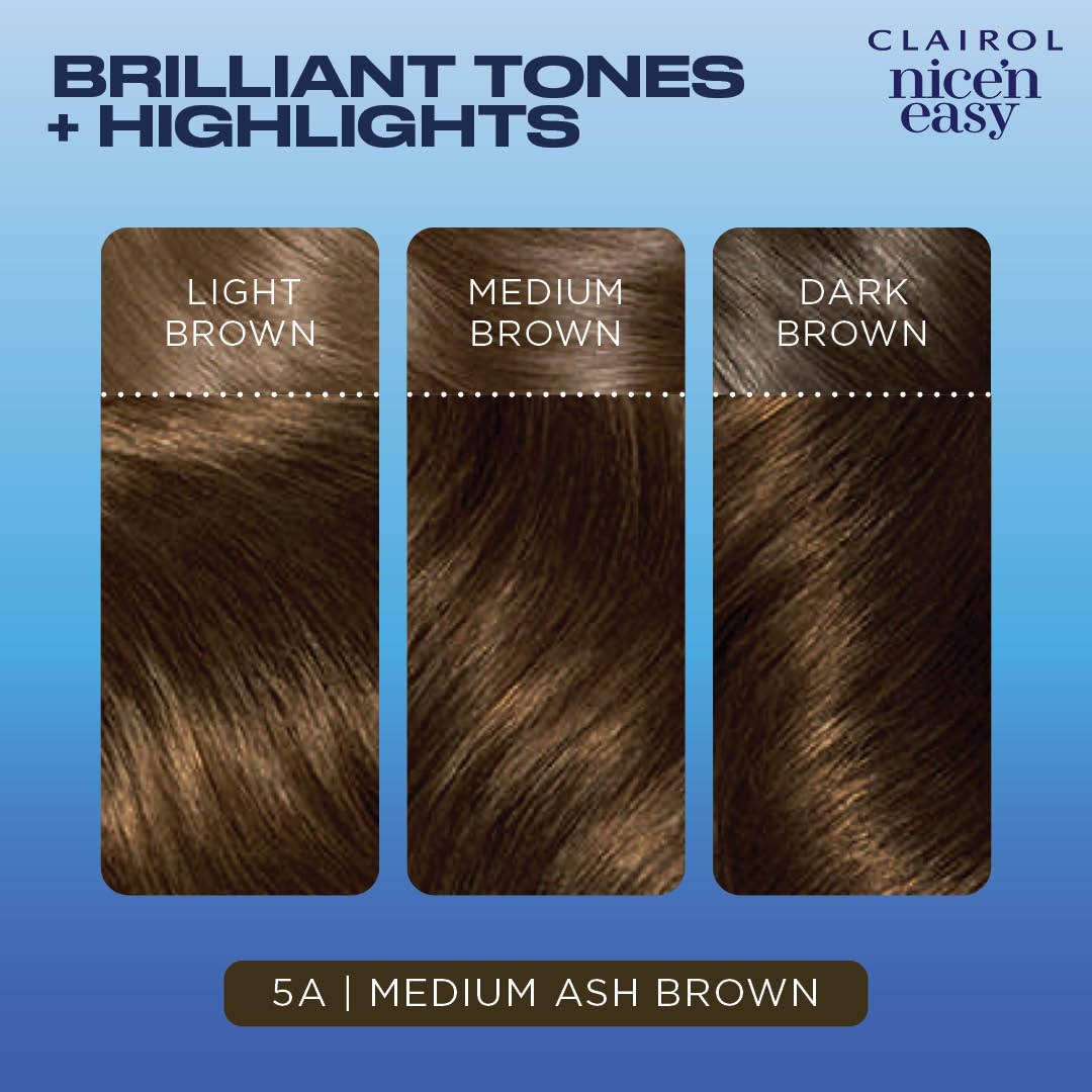 Clairol Nice'n Easy Crème, Natural Looking Oil Infused Permanent Hair Dye, 5A Medium Ash Brown