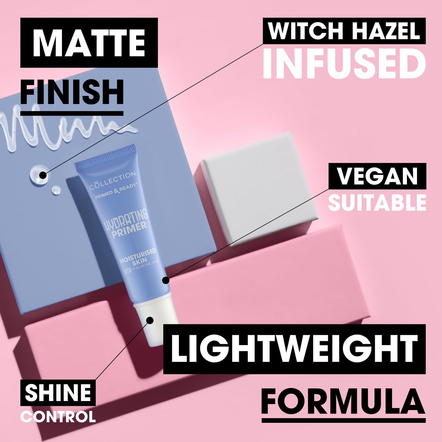 Collection Cosmetics Primed and Ready Hydrating Primer, Locks in Moisture, 20ml, Hydration, Clear