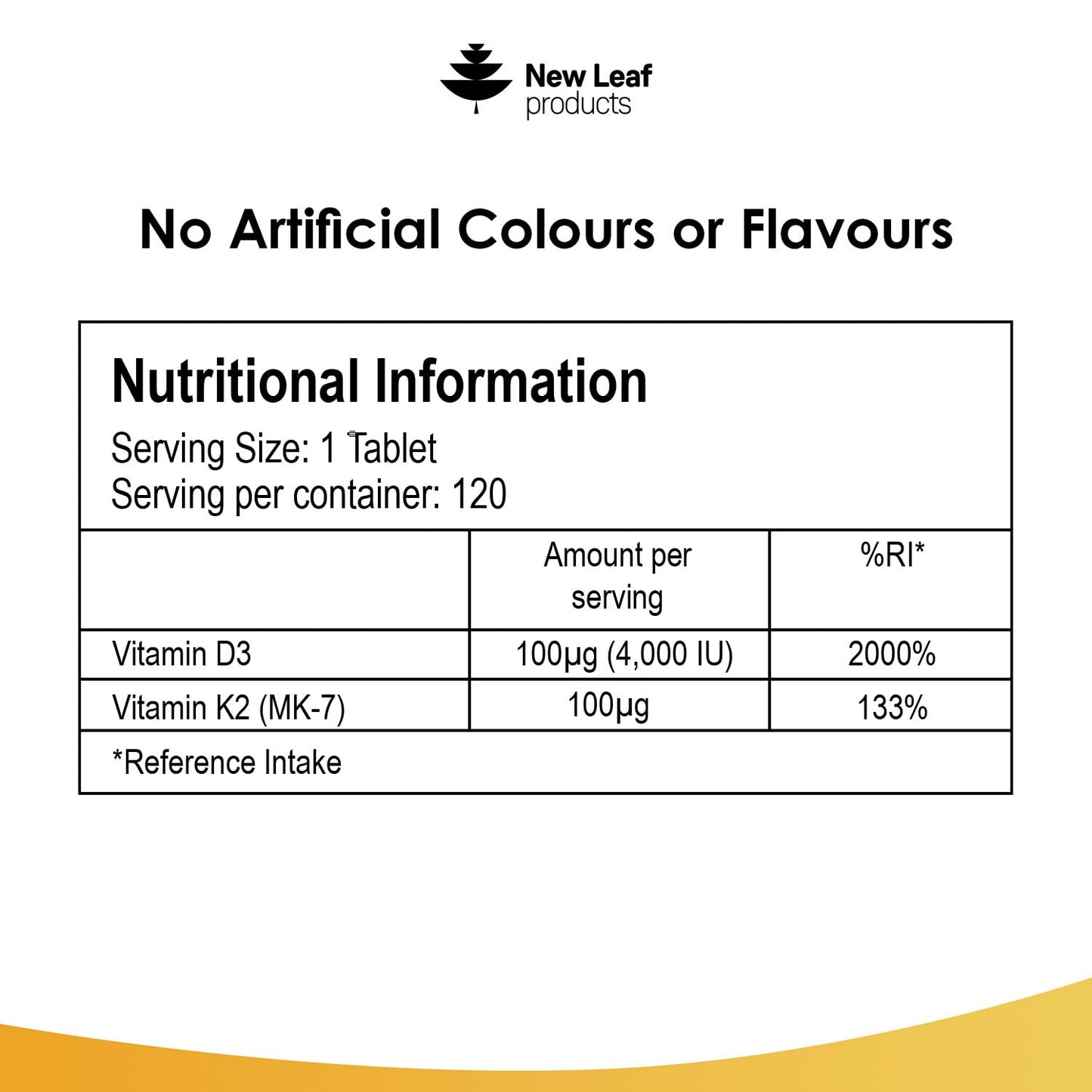 NEW LEAF PRODUCTS Vitamin D3 K2 - Vitamin D3 4000iu & Vitamin K2 100ug (MK7) 4 Months Supply, Supports Immunity, Calcium Absorption and Bone Health, Non-GMO, UK Made by New Leaf 120 Micro Small Vegetarian Tablets,