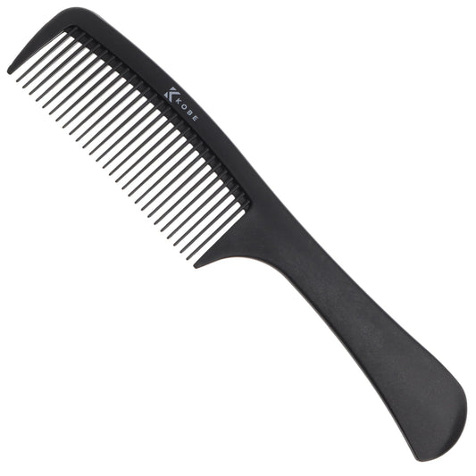 Kobe Professional Carbon Fibre Wide Tooth Detangling Comb, Compact Carbon Rake Comb, Coarse Teeth, Shatter-Proof, Anti-Static, Barbers, Salon Hairdresser Tools For Men & Women, Super strong 22cm.