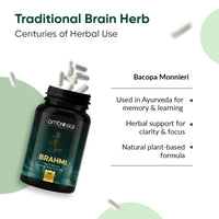 AMBROSIAL Bacopa Monnieri Brahmi Capsules - 500mg 60 Tablets | | Bacopa Extract | Non - GMO | Gluten & Allergen Free | Brain Supplement | 100% Natural Ingredients | By Ambrosial