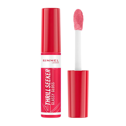 Rimmel Thrillseeker Glassy Gloss 600 Berry Glace, Hydrating Shine, Hyaluronic Acid, Anti-Oxidant Complex, Non-Sticky, Big Applicator, Healthy-Looking Lips, Delicious Scent, Vegan, Cruelty Free
