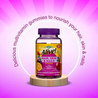 Alive! Hair, Skin & Nails Supplement | Contains 2,500mcg of Biotin | 60 Gummies (1 Month Supply) | Delicious Multivitamin Gummies to Nourish Your Hair, Skin & Nails.