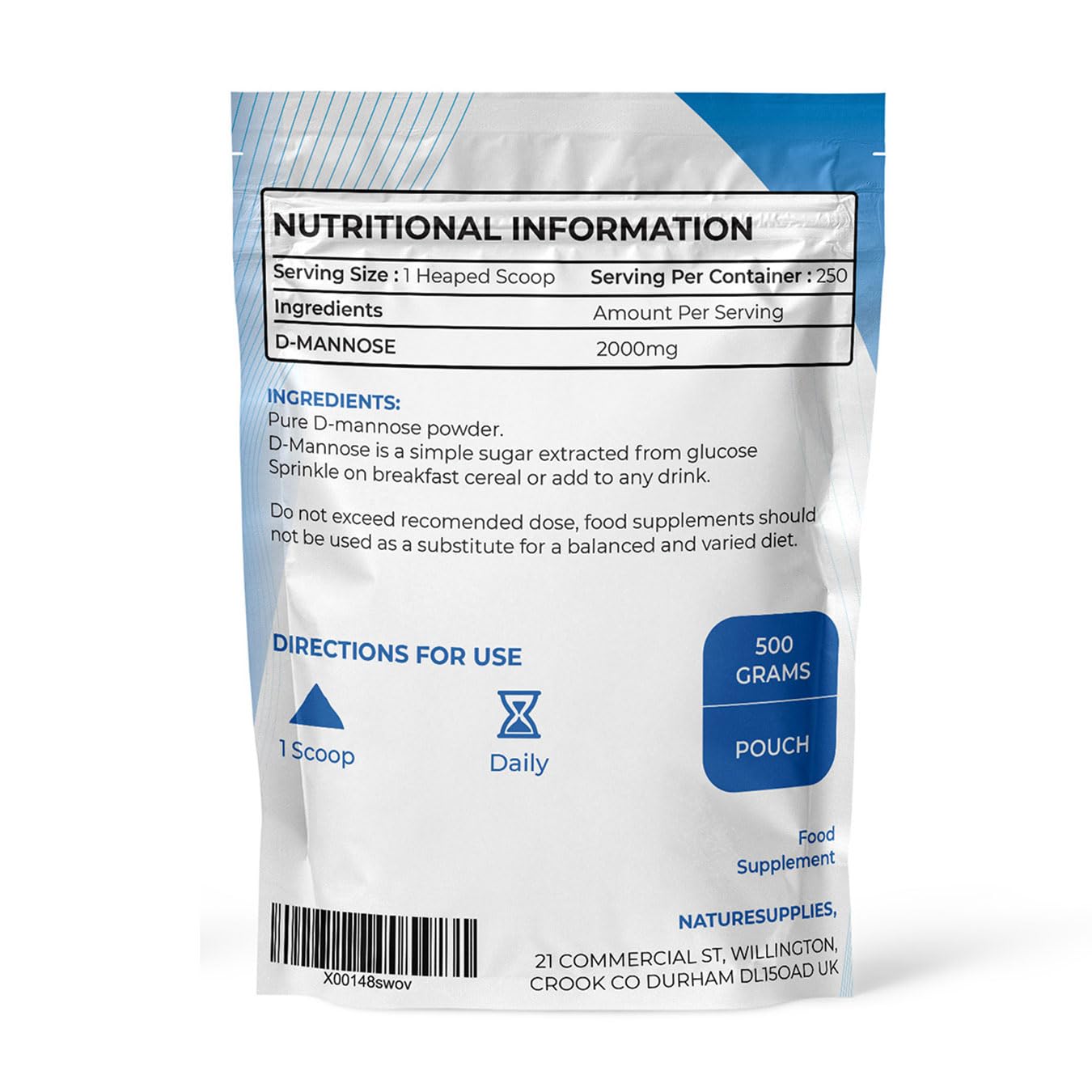 naturesupplies D-mannose Powder Bulk Buy 500g | D Mannose Supplement | GMO Free Vegan Friendly - Naturesupplies (500 g (Pack of 1))