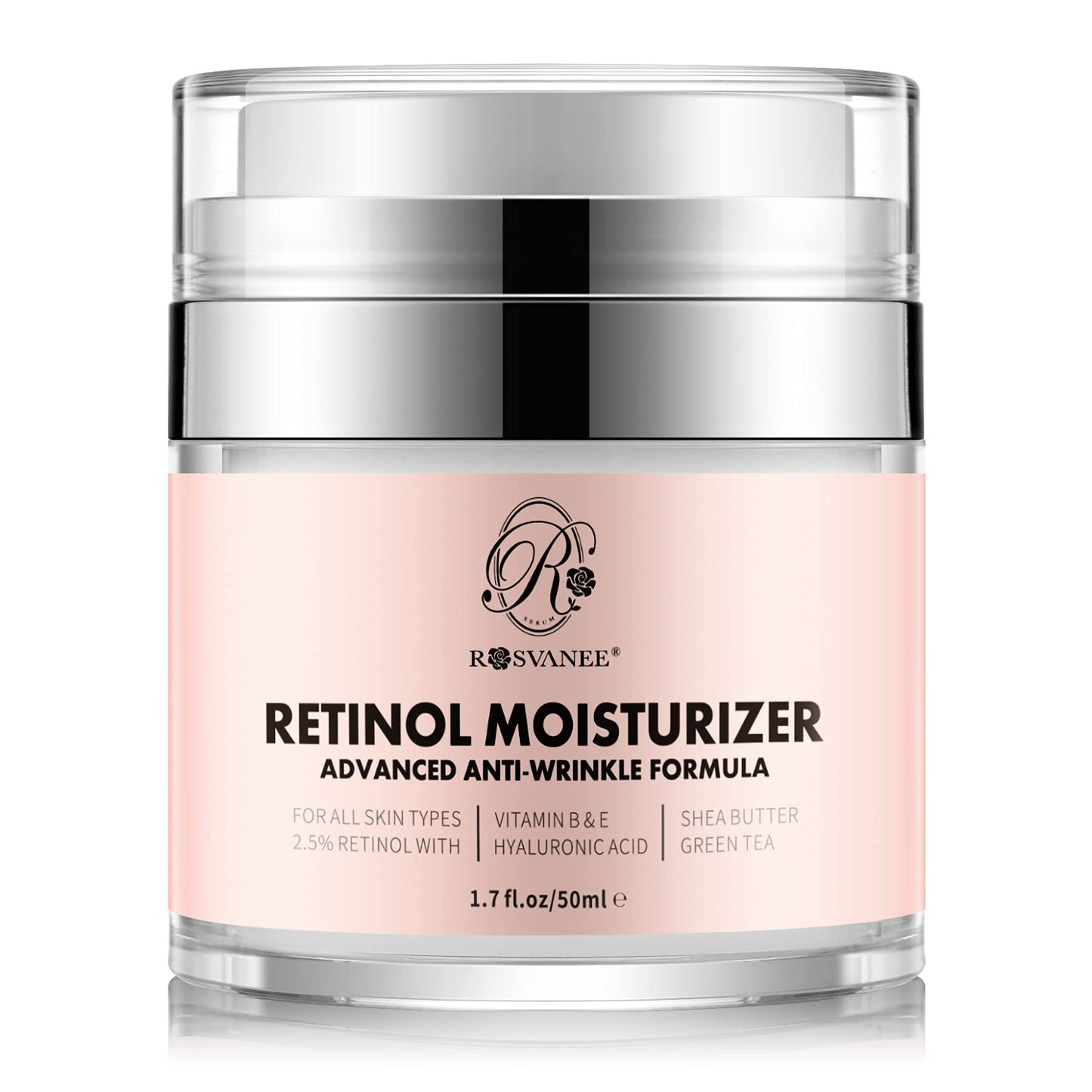ROSVANEE Retinol Moisturizer Anti Aging Cream for Face, Neck and Eye with 2.5% Retinol, Hyaluronic Acid and Vitamins E & B5, Anti Wrinkle Deep Hydration Cream for Men & Women