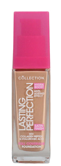 Collection Cosmetics Lasting Perfection Satin Foundation, Full Coverage, Hydra Boost, 11W Maple Warm 27ml