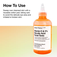 Carbon Theory SupaVIT-C Vitamin C Skin Toner for Face - 5% Glycolic Acid Toner & Blemish Control Cleanser - Reduces Excess Oil & Minimises Pores - Exfoliating Vegan Facial Tonic - 250ml