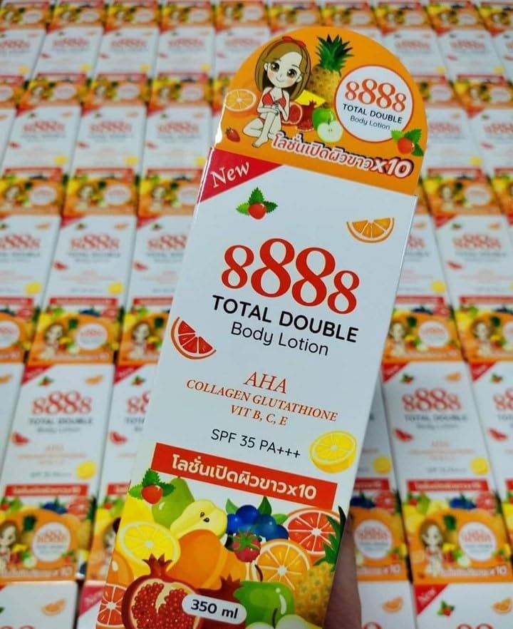 8888 Total Double Body Lotion, 350 ml, SPF 35, AHA Collagen Glutathione Vit B, C, E