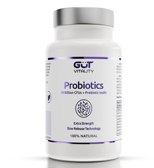 Gut Vitality Probiotic for Gut Health | 19 Billion CFU | 7 Strains for Bloating Relief & Digestive Support | 60 Delayed-Release Vegan Capsules | with Prebiotic Inulin