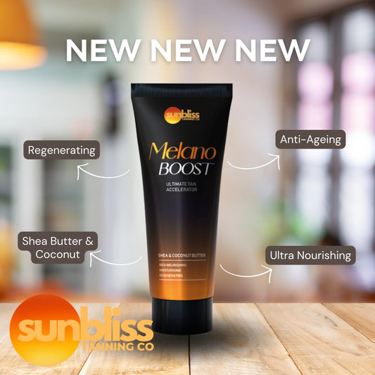 Sunbliss Melano Boost Body Lotion, Tanning Accelerator, Collagen-Enriched, Moisturising with Shea Butter and Coconut, 100ml