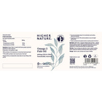 HIGHER NATURE Omega 3 1000mg Fish Oil Capsules - True Food® Formula - Eye Health & Brain - 180mg EPA - 120mg DHA - by Higher Nature - 90 Capsules