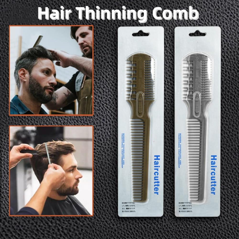 KAEGOUSY 2-in-1 Dual Side Hair Thinning Comb Razor Dual Side Hair Thinning Comb Hair Razor Comb Hair Cutter Comb for Hair Cutting and Styling