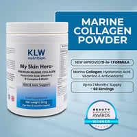 KLW Nutrition Premium Marine Collagen Powder - with Vitamin C, B-Complex, Biotin, Hyaluronic Acid - No fillers, sweeteners or additives - Healthy Skin & Joints - New Improved Formulation - 1-2 Months Supply