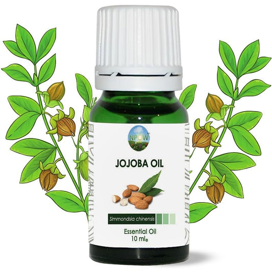 NPOW Jojoba Oils - 100% Pure & Natural Jojoba Oil For Face, Body, Beard, Nails & Hair Growth Oil - Moisturizing Hair Oils, Cold Pressed Vegan Friendly, 10ml