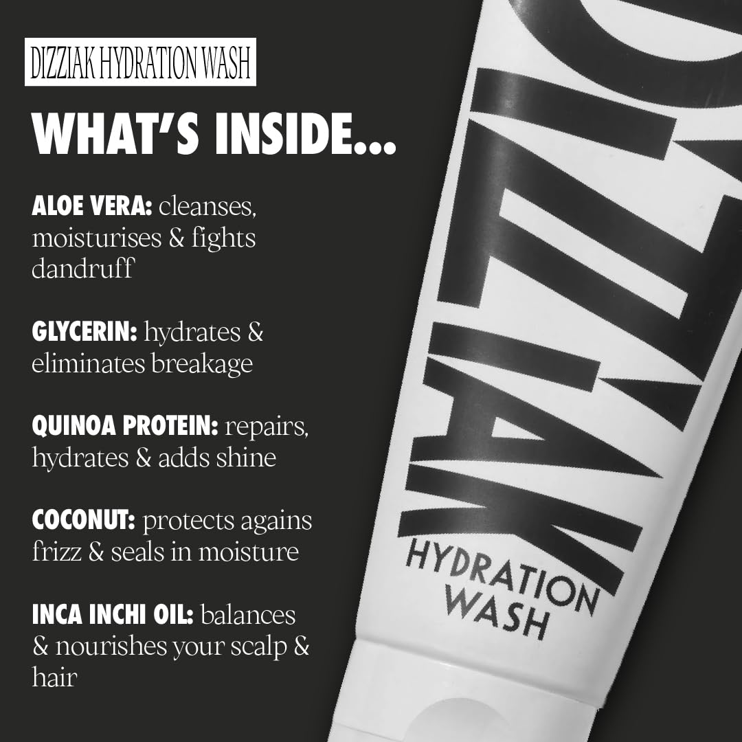 DIZZIAK Hydration Wash: Hair Shampoo, Scalp-Friendly Cleanser, Deep Cleansing & Long Lasting Hydration for All Hair Types, Refreshing & Smoothing, Vegan - 200ml