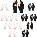 XcnPer 24Pcs Moisturizing Cotton Fingerless Gloves, Cotton Gloves for Eczema, Moisturising Gloves Overnight, Eczema Gloves, Set of 12Pairs (6 Black and 6 White), Ideal for Nighttime Hand Care and Spa Therapy