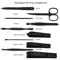 GLAMNE Glamne Manicure Set Nail Clippers Kit Professional Stainless Steel Nail Care Tools with Leather Travel Case 10 in 1 Black