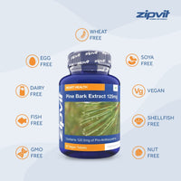 Zipvit Pine Bark Extract 125mg, 60 Vegan Tablets, High Strength Pine Bark Extract, Rich in 122.5mg Proanthocyanidins, Powerful Antioxidant Support