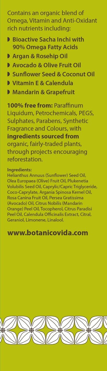 Botanico Vida Omega Oil, 125ml. The 100% Natural Body Oil for Stretch Marks, Scars, Dry Skin. Clinically Proven Skincare