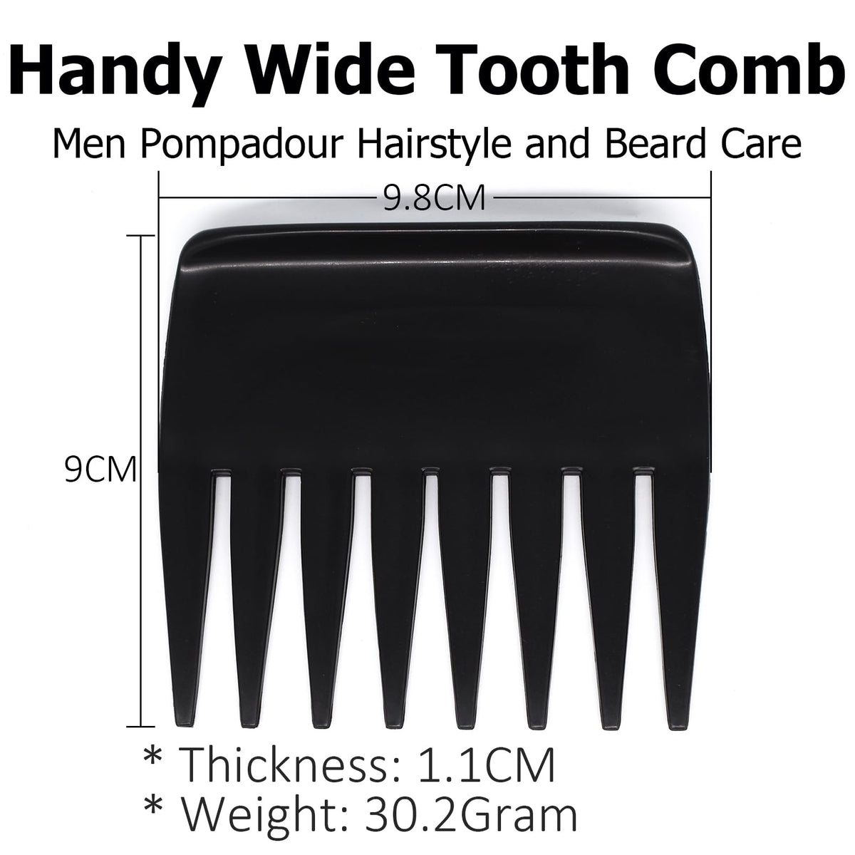 ZEROKIWI Professional Mens Styling Comb, Anti-Static Pompadour Streaker Comb Texture Wide Tooth Comb for Hairstyling Shaping Wet Pick Hairdressing Comb, Black