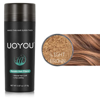 UOYOU LIGHT BROWN Hair Fibres for Thinning Hair 27.5g Bottle | Undetectable & Natural Keratin Hair Fibers Concealer for Hair Loss for Men and Women | Hair Building Fibres Powder [LIGHT BROWN]