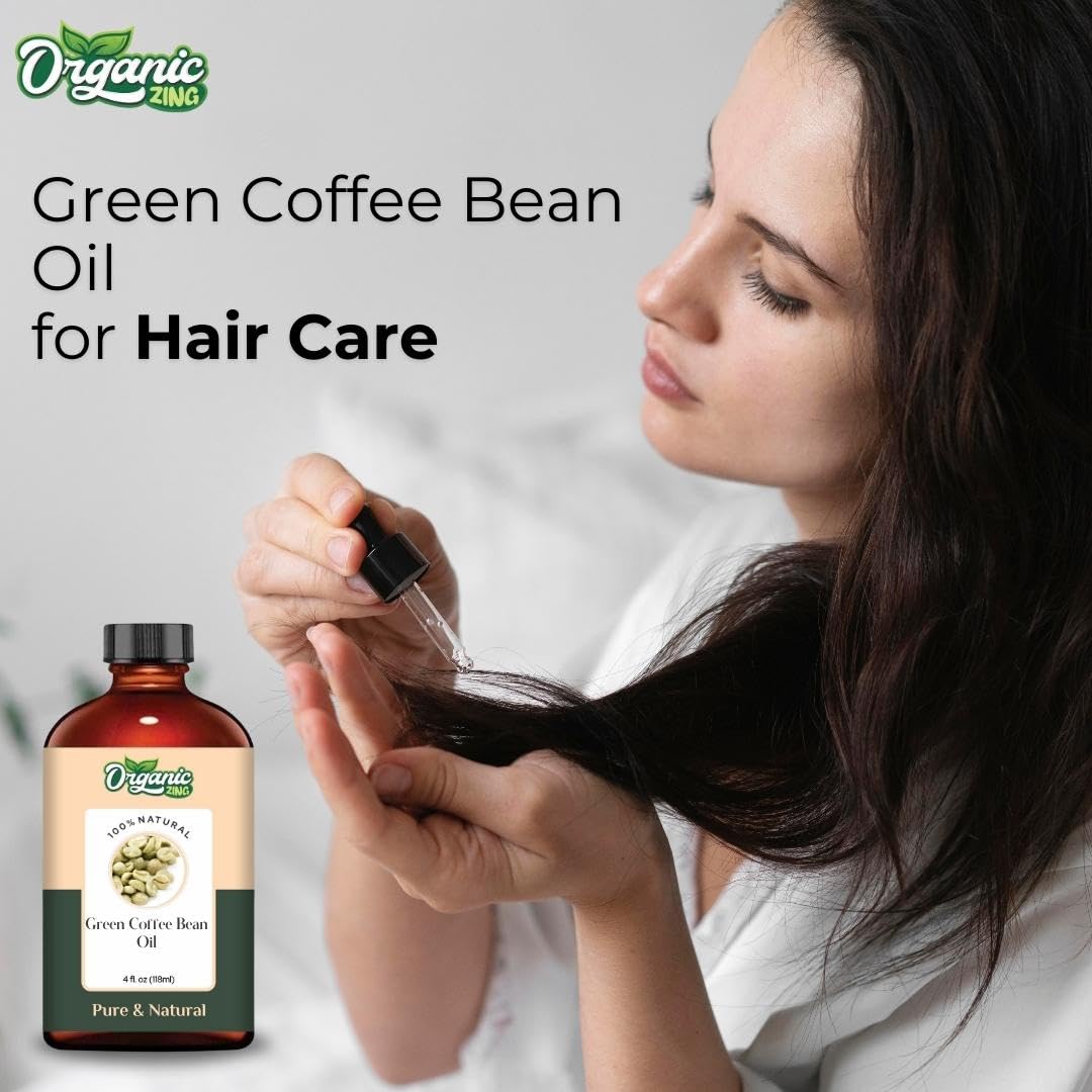 ORGANIC ZING Organic Zing Green Coffee Bean (Coffea Arabica.) Oil | Pure & Natural Carrier Oil for Skincare, Hair Care & Massage - 118ml/3.99fl oz