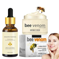PLVNNZ Bee Venom Cream,2Pcs Bee Venom Serum & Anti-Wrinkle Face Cream Set, Niacinamide & Multi-Peptide Skincare Kit for Deep Hydration, Firming, Dark Spot Correction – Day & Night Moisturizer for