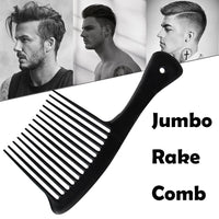 Deyixinup 2 PCS Jumbo Rake Comb Long Wide Tooth Rake Handle Hair Comb Plastic Afro Shower Comb for Long Curly Thick Wet Dry Hair Styles Girls Women Men Barber Salon