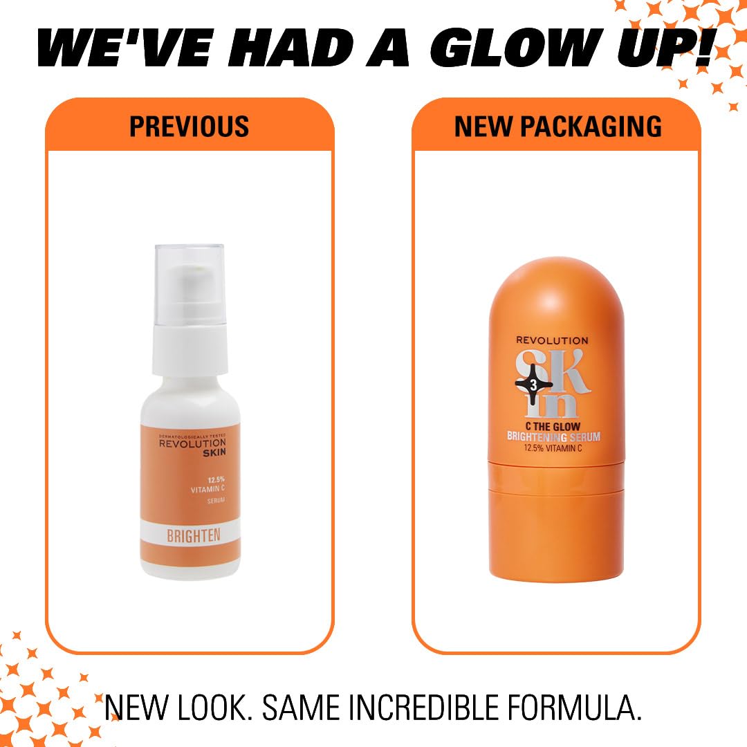 Revolution Skincare London Revolution Skin, C The Glow 12.5% Vitamin C Brightening Serum, Face Serum, Boosts Radiance, Hydrating Formula, Vegan & Creulty-Free, 30ml