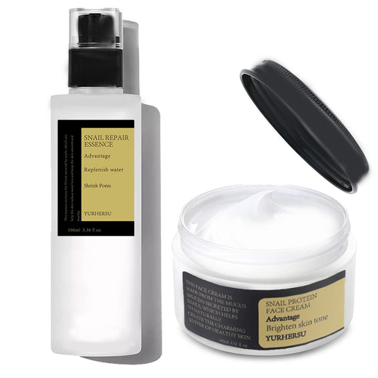 DMQ Snail Mucin Essence,Snail Mucin Skin Care Sets & Kits,Snail Mucin Face Cream for Anti Wrinkle,Hydrating Hyaluronic Acid Serum,Niacinamide Serum,Smooth Fine Lines & Face Moisturiser(Cream+Essence Set)
