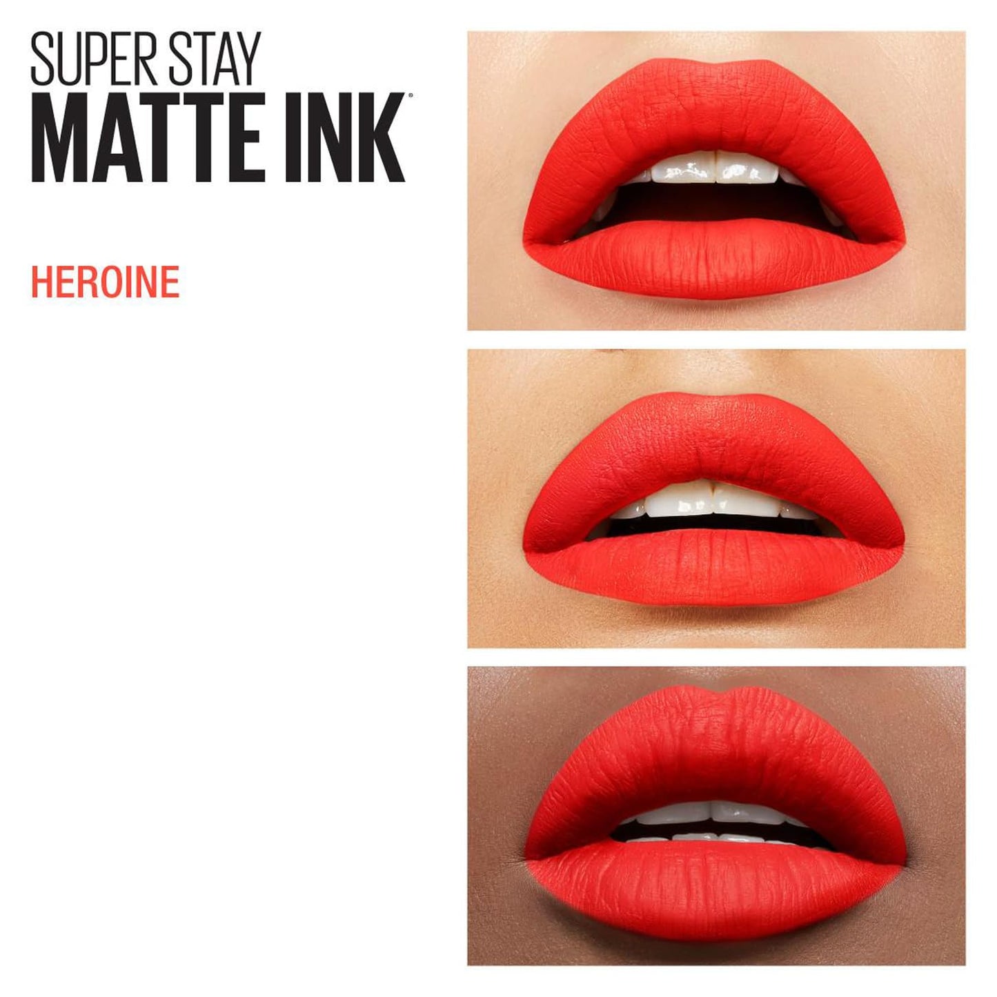 Maybelline Superstay Matte Ink Longlasting Liquid, Orange Red Lipstick, Up to 12 Hour Wear, Non Drying, 25 Heroine