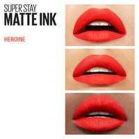 Maybelline Superstay Matte Ink Longlasting Liquid, Orange Red Lipstick, Up to 12 Hour Wear, Non Drying, 25 Heroine