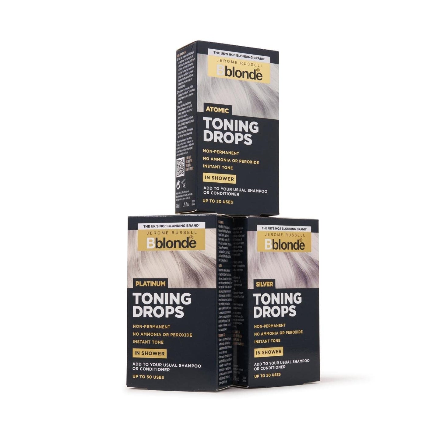 Jerome Russell Bblonde Platinum Toning Drops - Non-Permanent Platinum Hair Toner, Refresh & Maintain Blonde Hair Dye, Add Drops in Shower with Shampoo or Conditioner, 50 Uses