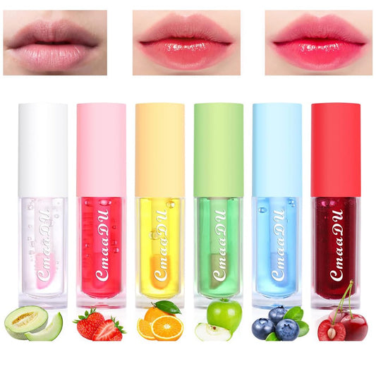 Mornery 6Pcs Mini Color Changing Lip Balm Set - Hydrating Lip Glow Oil Set/Tinted Lipstick Fruit-Flavored Lip Gloss Sets/Moisturizing Lip Tint Lip Care Kit