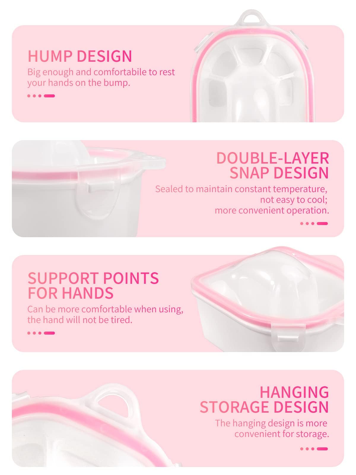 Yokilly Nail Soaking Bowl,2PCS Soak Off Gel Polish Dip Powder Remover Manicure Bowl with Triangle Cuticle Peeler and Stainless Steel Cuticle Pusher Nail Art Tool (Pink)