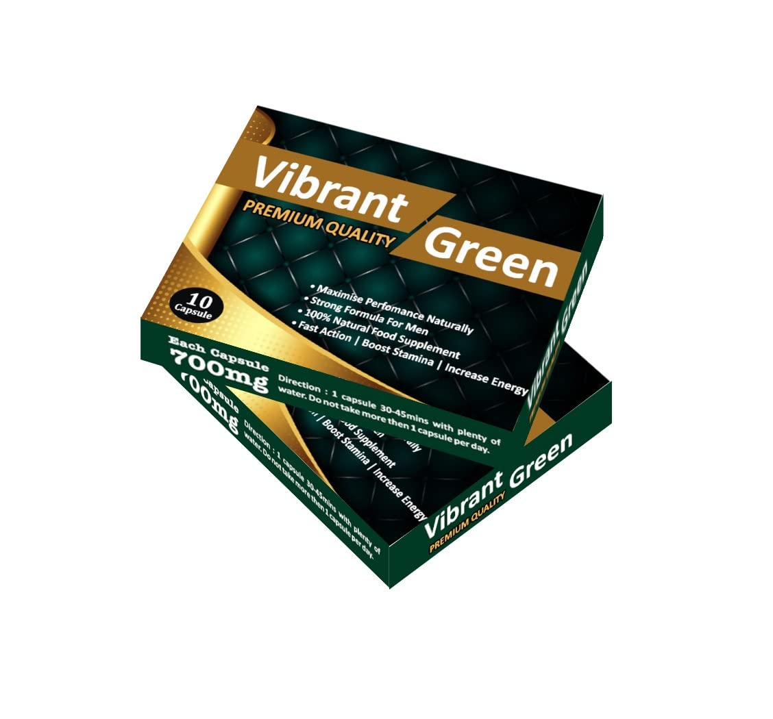 Ultra Strong Vibrant Green - (10 Pack) New & Effective 700mg Ginseng & ASHWAGANDHA Complex Herbal Supplement for Men - Performance, Energy, Stamina & Endurance, 100% Natural