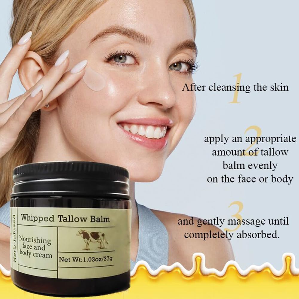 Organic Grass Fed Tallow Balm - Deeply Nourishing for Face & Body Tallow Cream, Moisturizing Skin Care Cream for Dry Skin