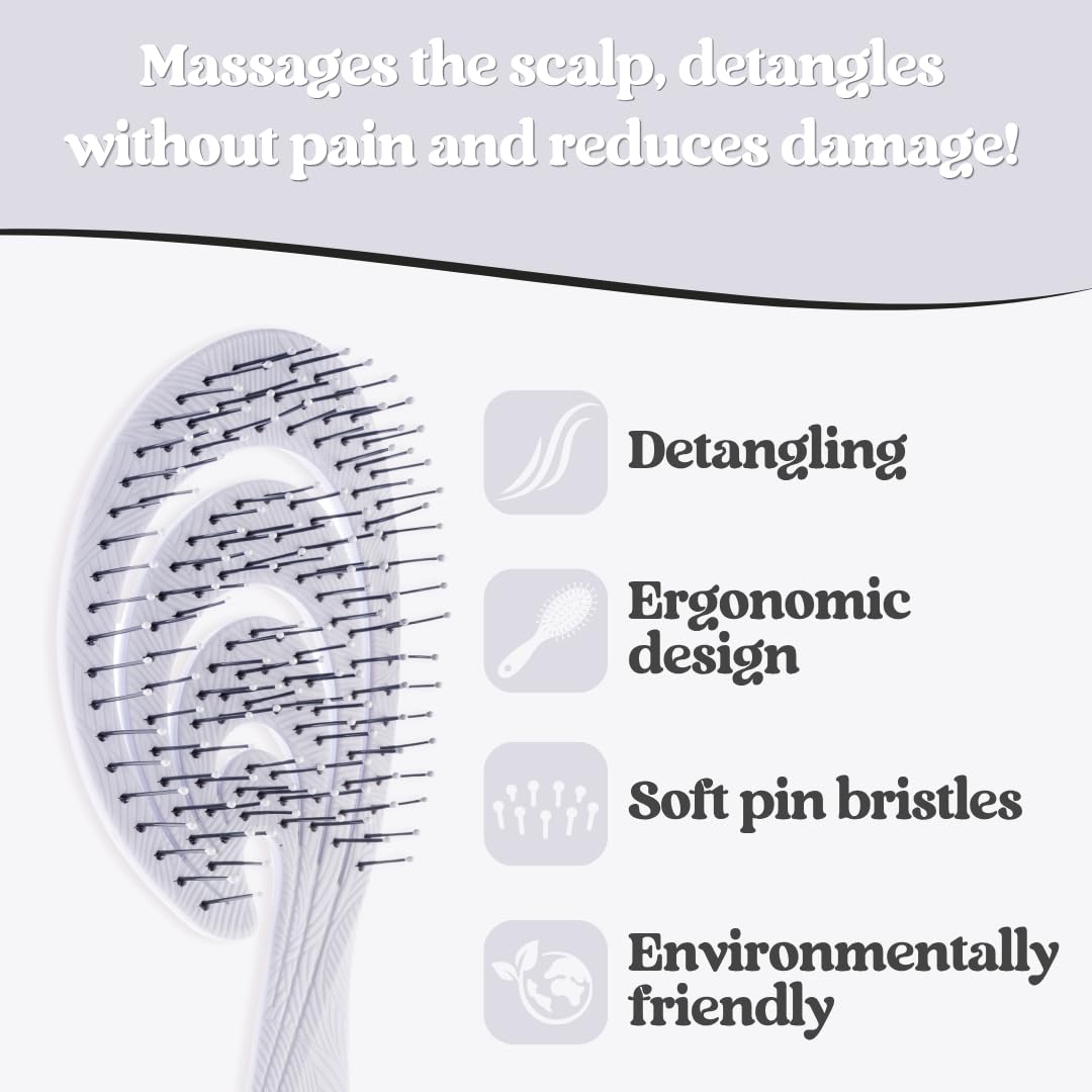 Head Jog 18 Ocean Hair Brush. Eco Friendly Vent Paddle Brushes With Flexible Soft Bristles, Detangling Wet Or Dry Hair. Gentle Brushing & Detangling Brush For Curly & Wavy Hair (Pebble)