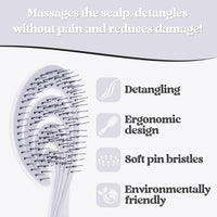 Head Jog 18 Ocean Hair Brush. Eco Friendly Vent Paddle Brushes With Flexible Soft Bristles, Detangling Wet Or Dry Hair. Gentle Brushing & Detangling Brush For Curly & Wavy Hair (Pebble)