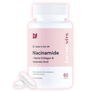 Bettervits Niacinamide Complex with Vitamin B3 Niacin, Marine Collagen, and Hyaluronic Acid – High-Strength Niacinamide Supplement for Energy Support – Natural Vitamin B3 Boost – 60 Capsules