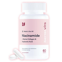 Bettervits Niacinamide Complex with Vitamin B3 Niacin, Marine Collagen, and Hyaluronic Acid – High-Strength Niacinamide Supplement for Energy Support – Natural Vitamin B3 Boost – 60 Capsules