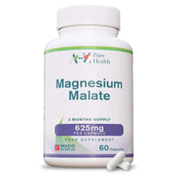 A to Z Pure Health Magnesium Malate Capsules | High Absorption, Premium Magnesium Malate 625mg Supplement | 60 Easy to Swallow Capsules (2 Months Supply) | Supports Energy Levels, Heart Health, Muscle Function | UK Made