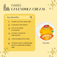 By Taste of Selection Fares Calendula Ointment - Natural Calendula Cream, Wound & Cuts Healing Ointment - Burn & Scar Cream Healing - Regenerates and Soothes The Skin - 20g Tube