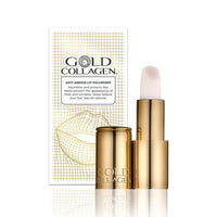 GOLD COLLAGEN Lip Volumiser - Anti-Ageing Lip Balm with Castor Oil, Coconut Oil, Vitamin E & Marine Collagen - Super Moisturising Lip Plumper with Beeswax for Healthier & Plumper Lips - Pearl Effect