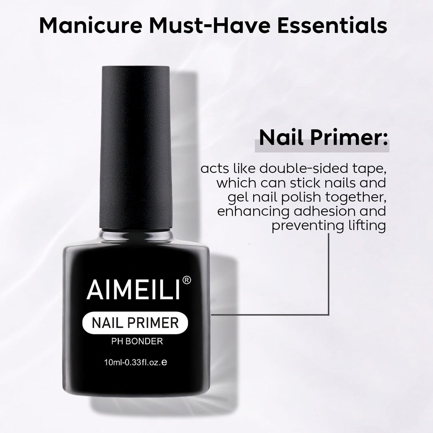 AIMEILI Nail Primer for UV Gel Nails and Acrylic Powder, 10ml No Cure Nail Prep Bonder, Strong Gel Polish Adhesion, Prevents Lifting & Peeling